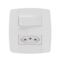 1 INTERRUPTOR SIMPLES+TOMADA 2P+T 20A BRANCO LEV ILUMI