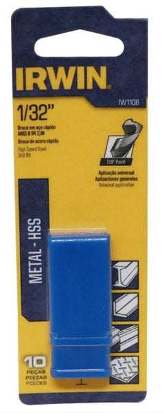 BROCA AÇO RAPIDO 1/32”X35MM ANSI C/10UN IRWIN