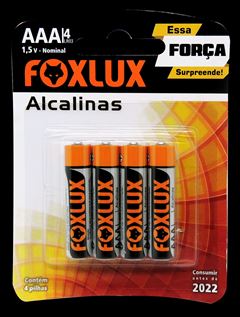 PILHA ALCALINA PALITO AAA COM 4 FOXLUX