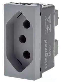 PIAL PLUS+ TOMADA 2P+T 1 MODULO CINZA 20A