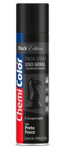 TINTA SPRAY USO GERAL PRETO FOSCO 400ML CHEMICOLOR