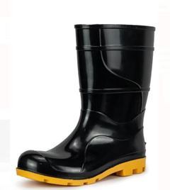 BOTA PVC CANO MEDIO PRETA SOLA AMARELA SEM FORRO N.39 CRIVAL
