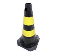 CONE SINALIZADOR RIGIDO 75CM PRETO AMARELO PLASTCOR