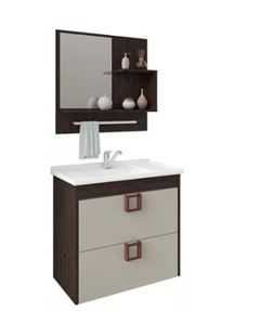 ARMARIO PARA BANHEIRO COM ESPELHEIRA LIRIO CAFE/OFF WHITE 59CM MGM