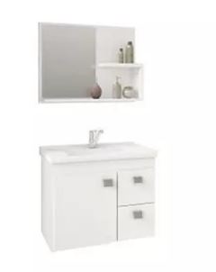 ARMARIO PARA BANHEIRO COM ESPELHEIRA HORTENCIA BRANCO 55CM MGM