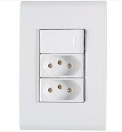 TRAMONTINA LIZ 1 INTERRUPTOR + 2 TOMADAS 2P+T 20A