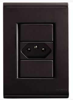 TRAMONTINA LIZ 1 INTERRUPTOR SIMPLES+ TOMADA 2P+T 20A GRAFITE