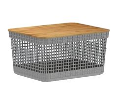 CESTO ORGANIZADOR GRID COM TAMPA BAMBU 8L CHUMBO O.U