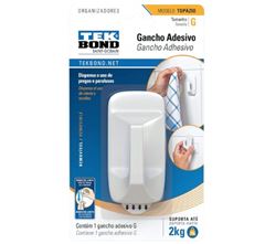 GANCHO ADESIVO PLASTICO TOPAZIO G BRANCO TEKBOND