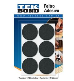 FELTRO ADESIVO REDONDO 30MM C/12 PT TEKBOND