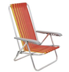 CADEIRA DE PRAIA ALUMINIO 4 POSIÇÕES LARANJA E AMARELO TRAMONTINA