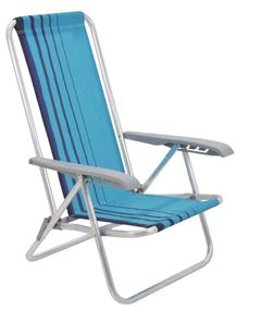 CADEIRA DE PRAIA ALUMINIO 4 POSIÇÕES AZUL E AZUL CLARO TRAMONTINA