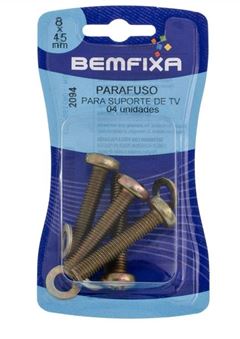 PARAFUSO PARA SUPORTE TV M8X45” C/4 BEMFIXA