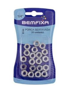 PORCA SEXTAVADA 1/4” COM 20 UNIDADES BEMFIXA