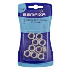 PORCA SEXTAVADA 3/8” COM 10 UNIDADES BEMFIXA