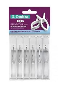 PRENDEDOR PLASTICO LOG ROUPA PESADA 6 PECAS BRANCO ORDENE