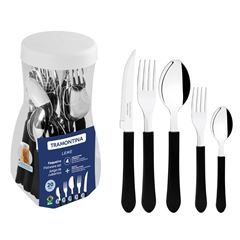 FAQUEIRO 20PEÇAS INOX LEME PRETO TRAMONTINA