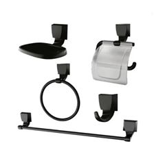 KIT ACESSORIOS COM 5 PEÇAS QUADRA PRETO 2000 F24 LORENZETTI