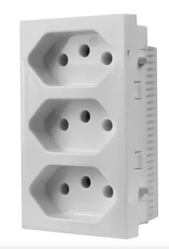 MODULO 3 TOMADA 20A 250V  MONOBLOCO BRANCO I9 ILUMI