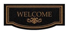 TAPETE ENTRADA VINIL 30CM X 70CM WELCOME PRETO KAPAZI