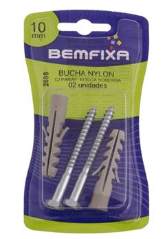 PARAFUSO CABECA SEXTAVADA C/BUCHA 10MM C/2UN BEMFIXA