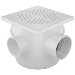 CAIXA SIFONADA QUADRADA GRELHA QUADRADA BRANCA 100X100X50 FORTLEV