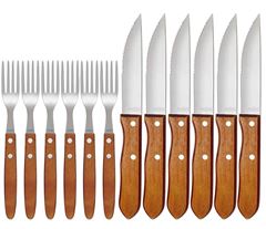 JOGO PARA CHURRASCO 12 PEÇAS AÇO INOX CABO DE MADEIRA MOR