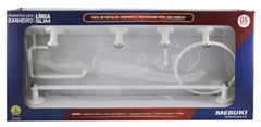 KIT PARA BANHEIRO SLIM BRANCO CROMADO 5 PEÇAS MEBUKI