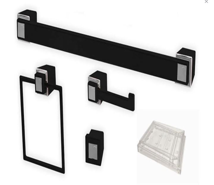 39229000 KIT BANHEIRO LINEA SUPREME PRETO CROMADO
