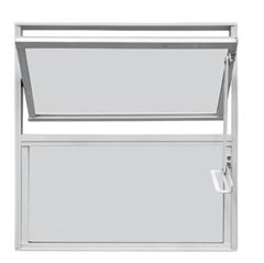 JANELA BASCULANTE 40X40 ALUMINIO BRANCO VIDRO LISO 2 FOLHAS CLM