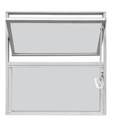 JANELA BASCULANTE 50X50 ALUMINIO BRANCO VIDRO LISO 2 FOLHAS CLM
