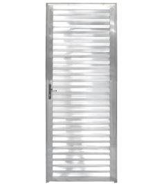 PORTA DE GIRO TIPO VENEZIANA EM ALUMINIO NATURAL 80X210 COM ABERTURA PARA A ESQUERDA