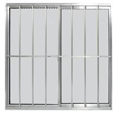 JANELA EM ALUMINIO NATURAL 100X80 CM COM GRADE VIDRO LISO DE 4 MM