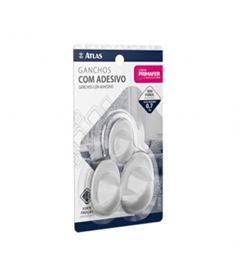 GANCHO PARA PAREDE 0,7KG ADESIVO MISTO OVAL COM 3 UNIDADES ATLAS