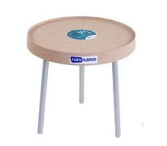 MESA LATERAL 45 COM PÉ ALUMINIO CINZA/NUDE FORTE PLÁSTICO