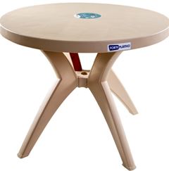 MESA POLIPROPILENO REDONDA DELUXE BEGE FORTE PLÁSTICO
