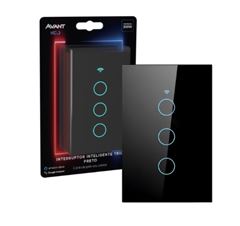 INTERRUPTOR INTELIGENTE SMART WIFI TOUCH AVANT NEO TRIO PRETO BIVOLT