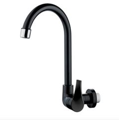 TORNEIRA PARA COZINHA EM ABS DE PAREDE COM BICA MÓVEL 1/4V MVC TWIST PRETO HERC / REF. 2946