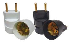 BOCAL ADAPTADOR PLUG MACHO E27 TERMOPLASTICO PRETO FERTAK