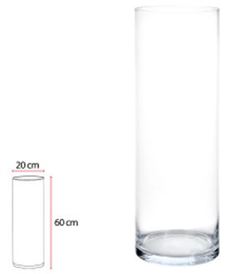 VASO DECORATIVO VIDRO CILINDRICO TRANSPARANTE 60CM FLORARTE