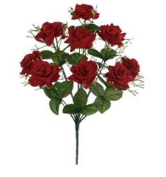 PLANTA ARTIFICIAL ROSA AVELUDADO VERMELHO ESCURO 40CM FLORARTE