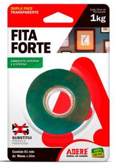 FITA DUPLA FACE 19MMX20M VERDE TRANSPARENTE ADERE