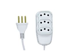 EXTENSAO CABO PP CHATO 2P+T 08M 10A BRANCO ILUMI