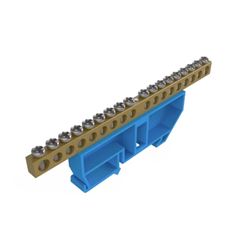 BARRAMENTO NEUTRO 02 + 16 FUROS P/ FIXACAO EM TRILHO DIN AZ SOPRANO