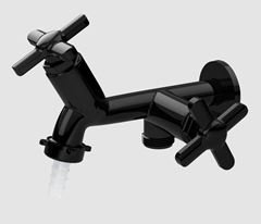 TORNEIRA ABS TANQUE MAQUINA COM BICO PRETA 10CM SICILIA