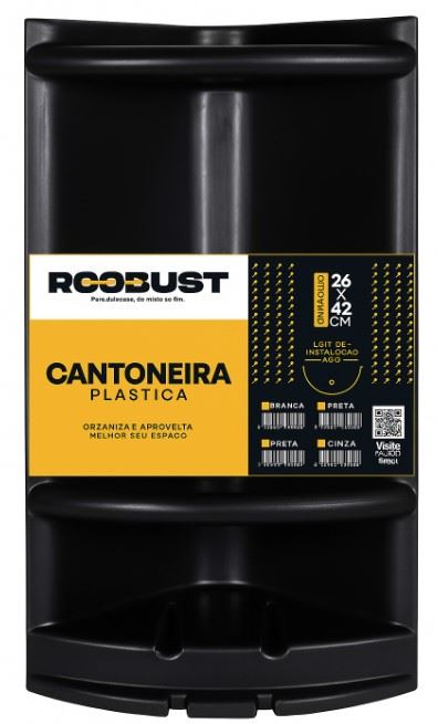 39229000 PORTA SHAMPOO PLÁSTICA PARA BANHEIRO PRETA ROOBUST