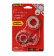 FITA ADESIVA TRANSPARENTE 12MMX10M SCOTCH COM 2 UNIDADES 3M