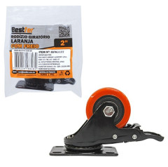 RODIZIO GIRATÓRIO PVC COM FREIO 2” LARANJA BESTFER