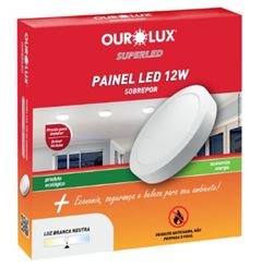 PLAFON LED SOBREPOR REDONDO 12W 6500K BRANCO OUROLUX